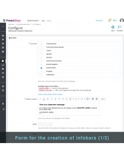 Formulario de la barra informativa del modulo de Detección de Localización Avanzada para PrestaShop