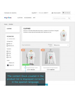 Vista de las bloques de contenido en la página del producto del módulo Contenido Extra del Producto para PrestaShop