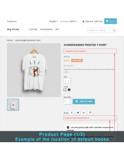 Vista de las bloques de contenido en la página del producto del módulo Contenido Extra del Producto para PrestaShop