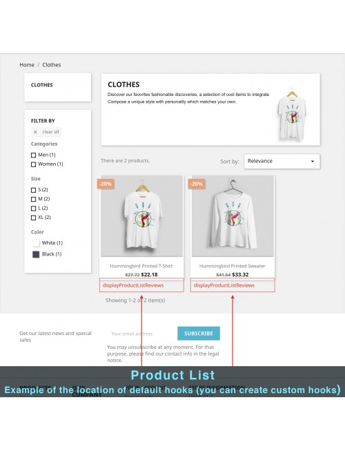 Vista de las bloques de contenido en la página del producto del módulo Contenido Extra del Producto para PrestaShop