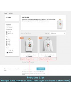 Vista de las bloques de contenido en la página del producto del módulo Contenido Extra del Producto para PrestaShop