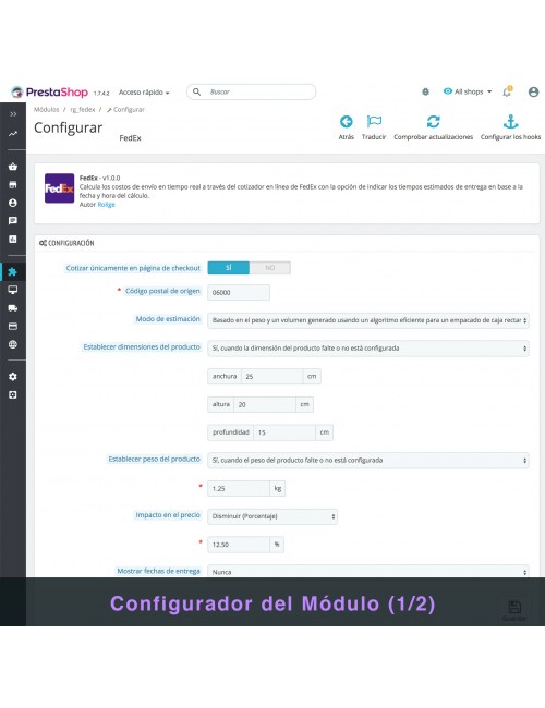 Settings of the module FedEx Carrier for PrestaShop