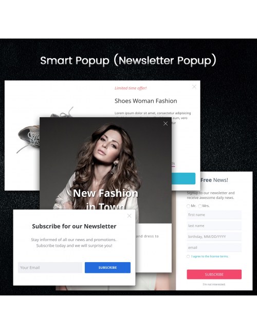 Diseños del módulo Popup Inteligente (Popup Newsletter) para PrestaShop