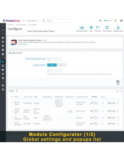Global settings of the module Smart Popup (Newsletter Popup) for PrestaShop