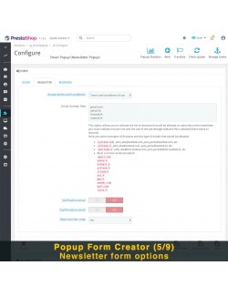 Popups form creator of the module Smart Popup (Newsletter Popup) for PrestaShop
