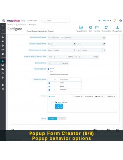 Formulario creador de pop-ups del módulo Popup Inteligente (Popup Newsletter) para PrestaShop