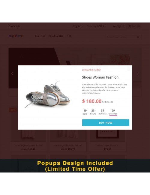 Limited time offer design of the module Smart Popup (Newsletter Popup) for PrestaShop