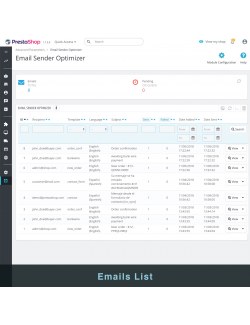 Emails list of the module Ultra Fast Email Sender Optimizer for PrestaShop