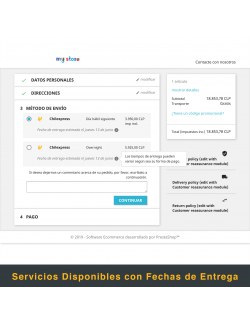 Services list of the module Chilexpress for PrestaShop