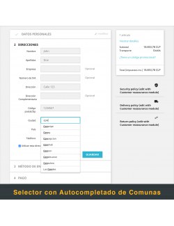 Address form of the module Chilexpress for PrestaShop