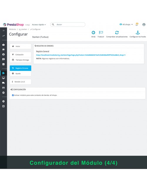 Configuraciones del módulo Starken for PrestaShop