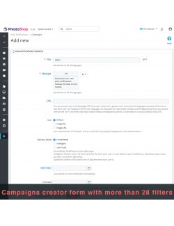 Nueva campaña de notificaciones del módulo Notificaciones Push del Navegador Web usando OneSignal para PrestaShop
