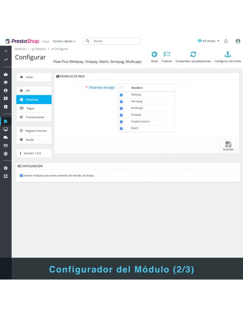Settings of the module Flow Plus for PrestaShop