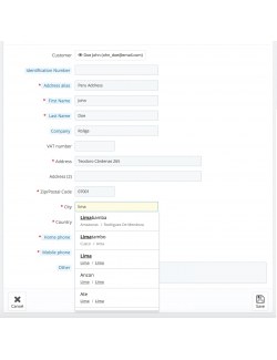 Address form of the module Serpost for PrestaShop