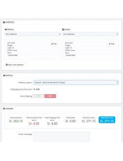 Order form of the module Serpost for PrestaShop
