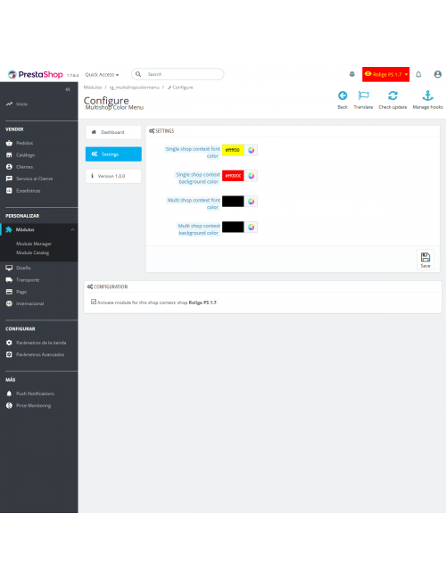 Colores Menú Multitienda