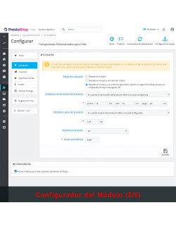 Configuraciones del módulo Transportistas Personalizados para Chile para PrestaShop
