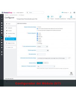 Configuraciones del módulo Transportistas Personalizados para Chile para PrestaShop