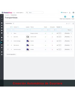 Transportistas del módulo Transportistas Personalizados para Chile para PrestaShop