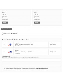 Services list of the module Serpost for PrestaShop