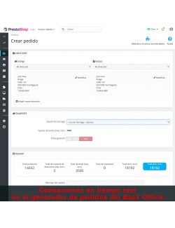 Formulario de pedido del módulo Transportistas Personalizados para Chile para PrestaShop