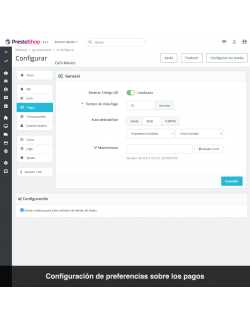 Payment settings - CoDi México, Banxico, Banco de México, SPEI, bank transfer, PrestaShop module