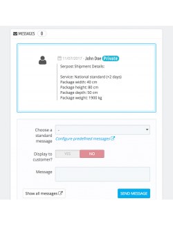 Order details of the module Serpost for PrestaShop