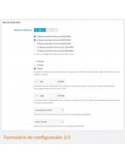 Configuraciones del módulo Openpay Plus para PrestaShop