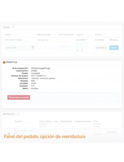 Opción de reembolso del módulo Openpay Plus para PrestaShop