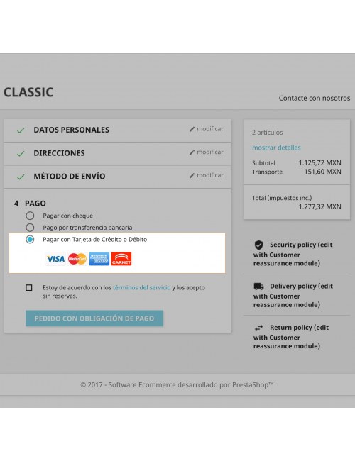 Método de pago del módulo Openpay Plus para PrestaShop