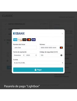 Pasarela de pago en estilo lightbox del módulo EBANX Plus para PrestaShop
