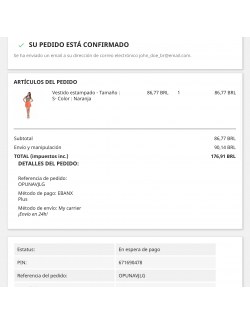 Confirmación de pago del módulo EBANX Plus para PrestaShop