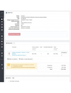 Detalles del pedido del módulo EBANX Plus para PrestaShop